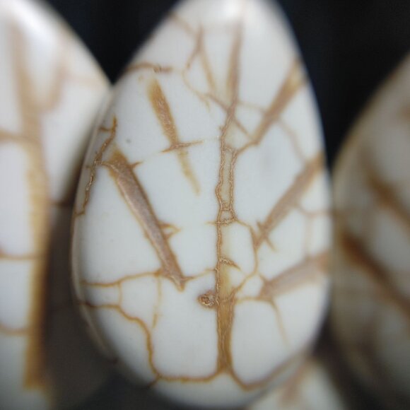 Tribal Necklace Black Tube Leather Stone White Leaf Beads Boho Statement Jewelry - Picture 4 of 15